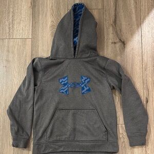 Under Armour youth medium Charcoal Hoodie with Blue Accent size ymd
